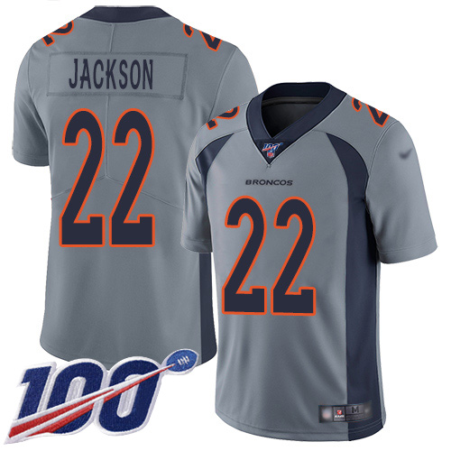 Men Denver Broncos #22 Kareem Jackson Limited Silver Inverted Legend 100th Season Football NFL Jersey->denver broncos->NFL Jersey